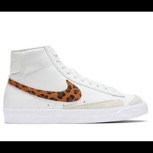 Nike Blazer Mid 77 SE Leopard Print Sneakers in White